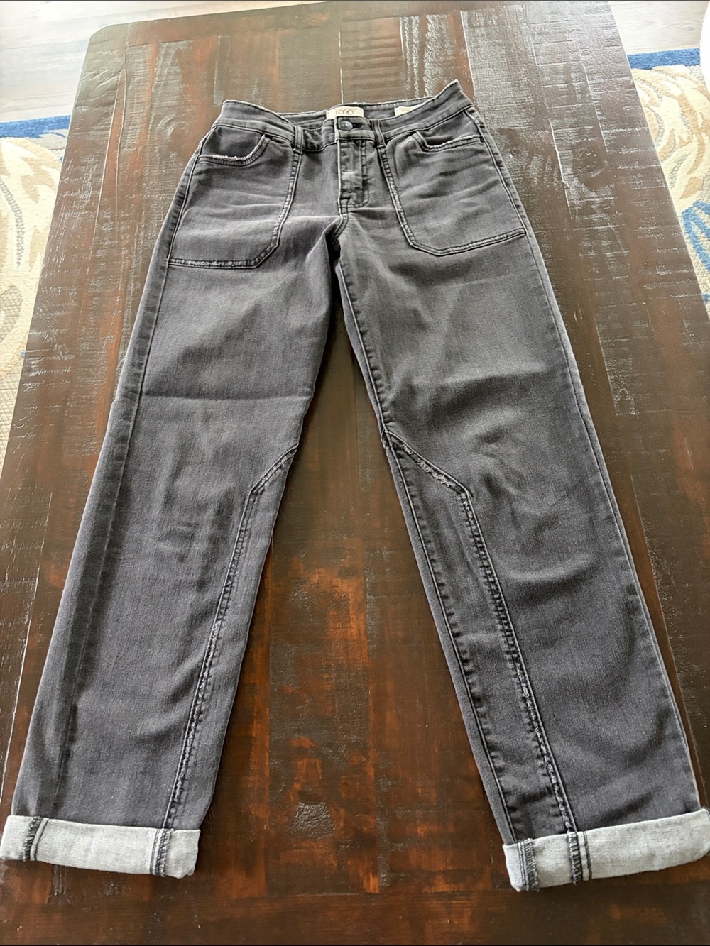 LOGO by Lori Goldstein Boyfriend Jeans Dark Grey Size 0